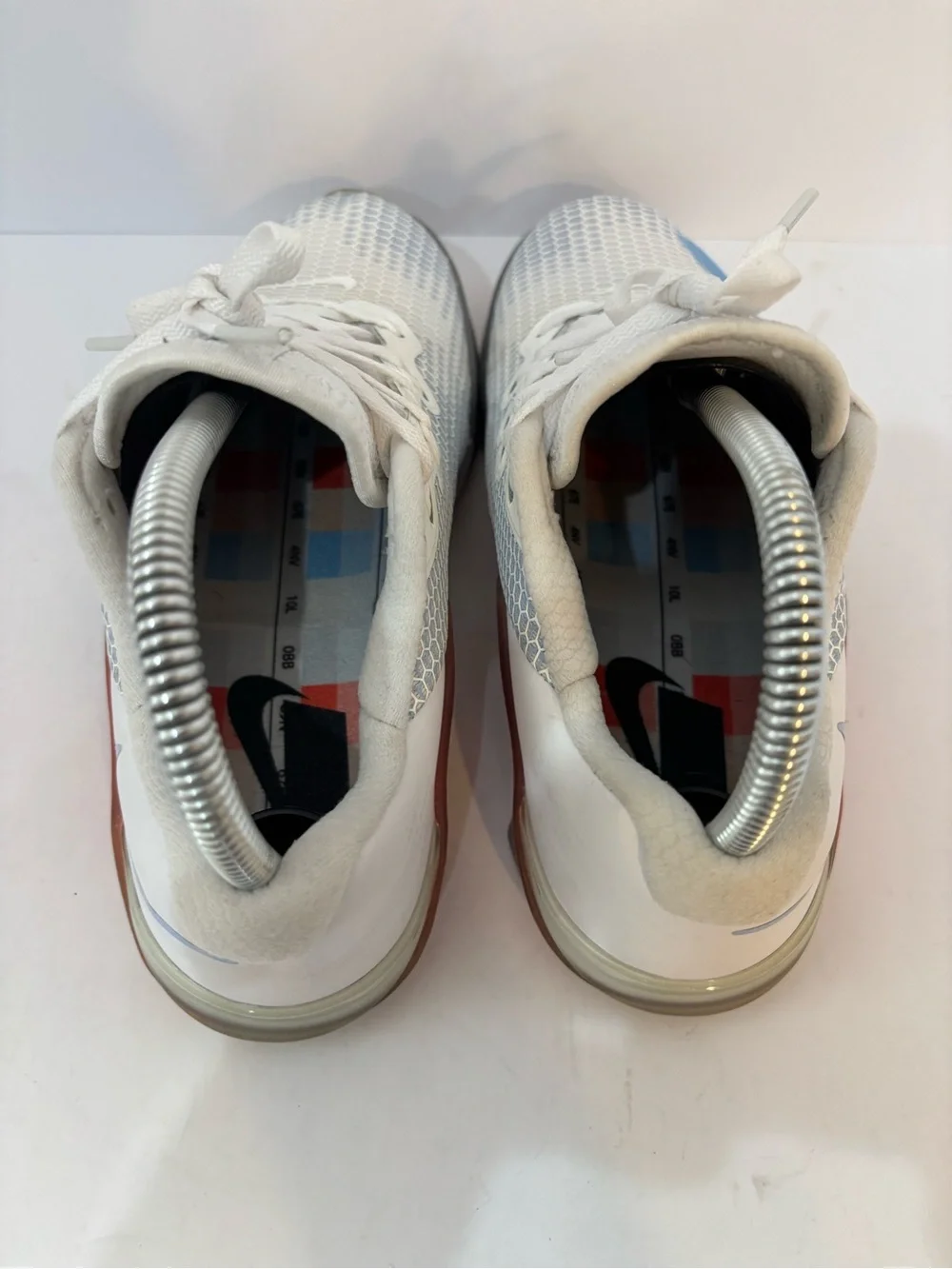 Nike White Mesh Training Shoes with Blue and Orange Accents size 7